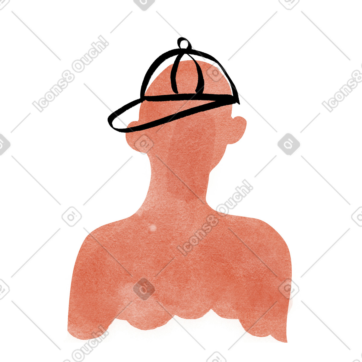 Illustration Personne minimaliste en casquette, identité cachée ou espace réservé à l'utilisateur dans le style Hand-drawn animation télécharger aux formats PNG, SVG