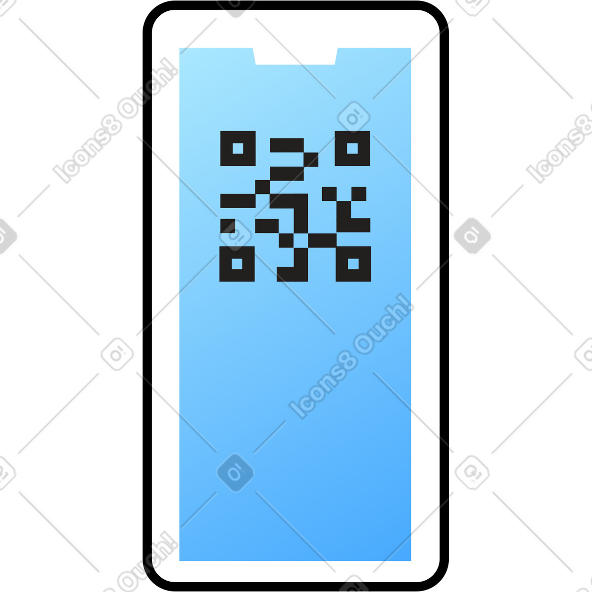Cell phone with qar code illustration in Pocus style download in PNG, SVG