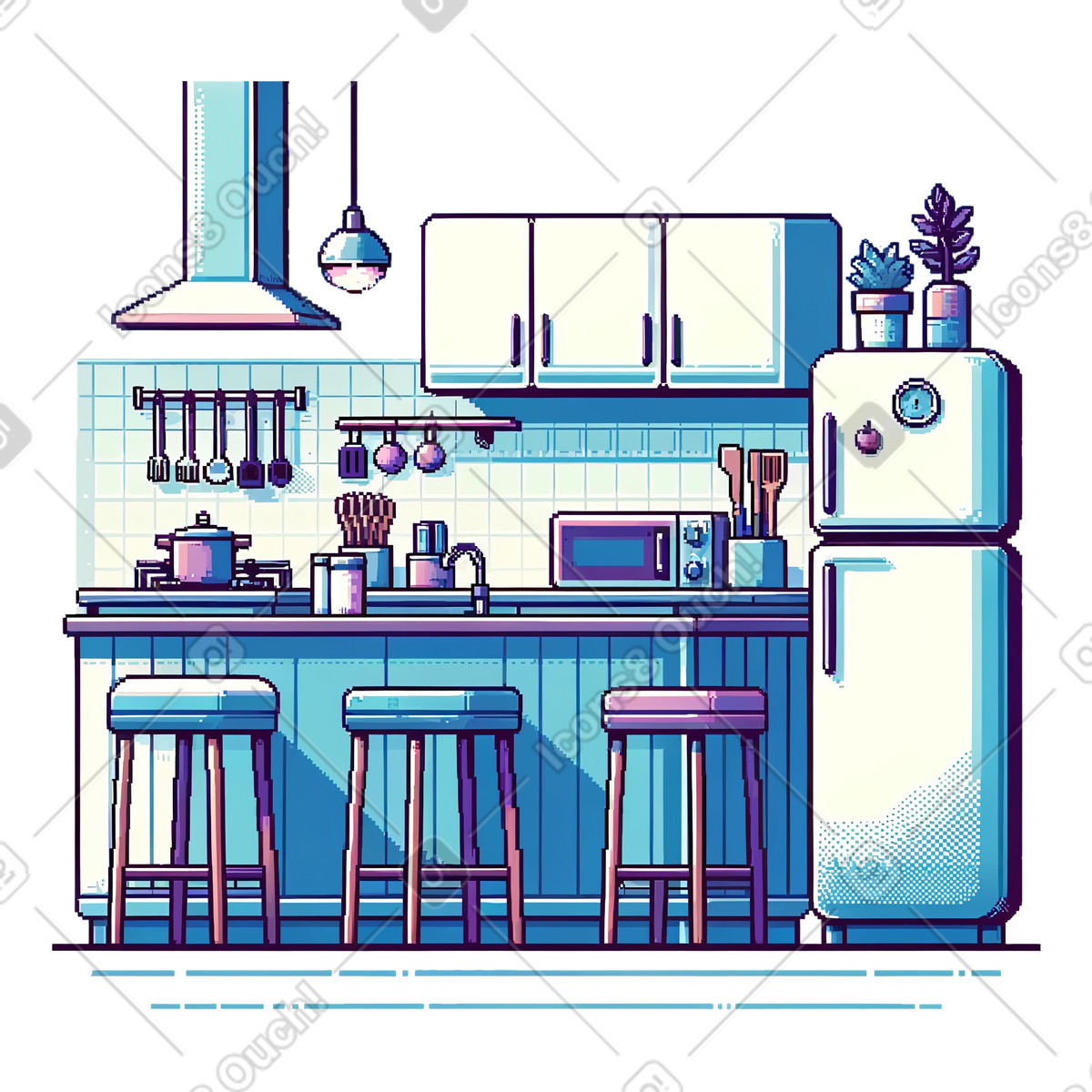 Pixel background of a kitchen illustration in Experimental style download in PNG, SVG