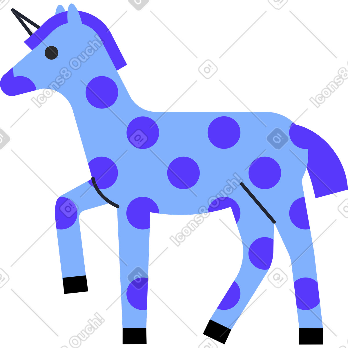 Ilustración Unicornio en estilo Pablita a descargar en PNG y SVG