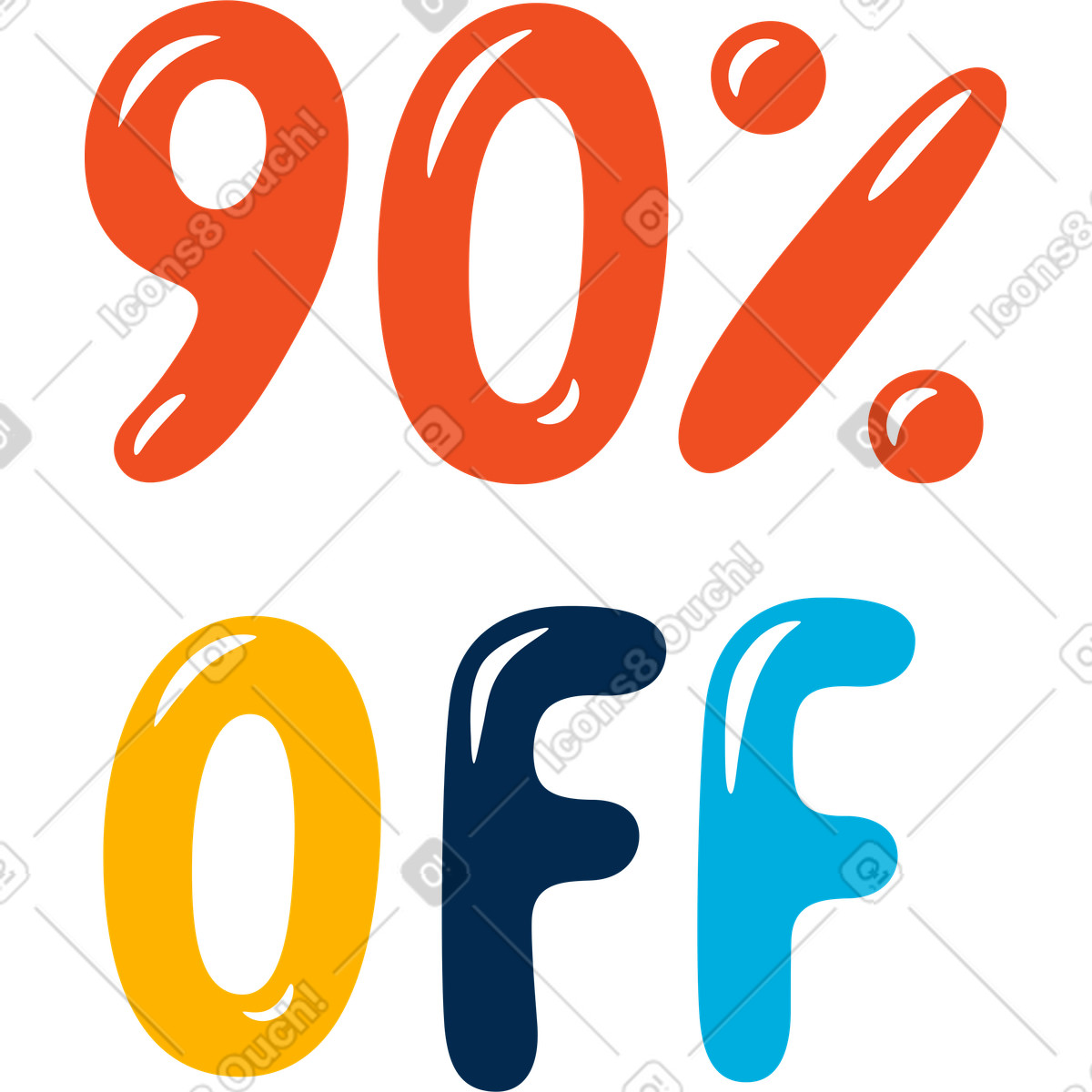 Illustration Quatre vingt dix pour cent de réduction dans le style Flame à télécharger aux formats PNG, SVG