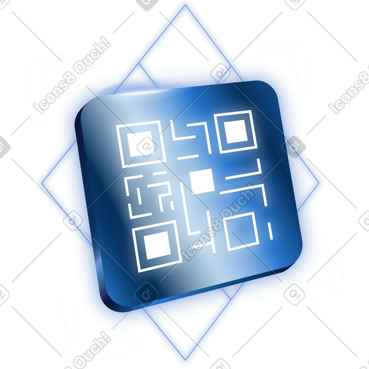 Contactless payment with digital QR code on glowing tile illustration in Dimension style download in PNG, SVG
