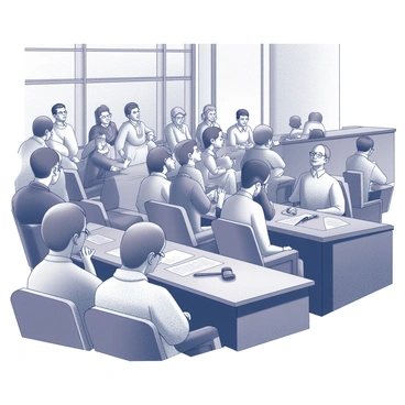 A diverse courtroom audience watching a trial, each with varying expressions of interest