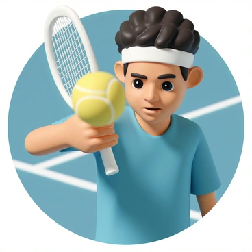 A close-up of a player's determined expression while preparing to serve on the court