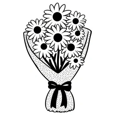 A bouquet of assorted gerbera daisies arranged in a natural-looking bunch, with various sizes and shapes of the flowers included. The bouquet is wrapped in textured burlap fabric, tied neatly with a decorative ribbon of a contrasting style. The stems of the flowers are visible, and the burlap is slightly frayed at the edges, adding a rustic touch. The background is simple, allowing the focus to remain on the vibrant daisies and the unique wrapping.