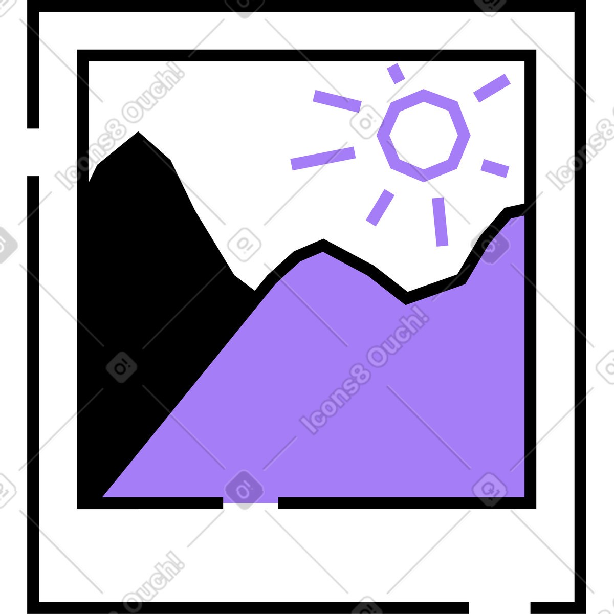 Mountain landscape photo illustration in Amethyst style download in PNG, SVG