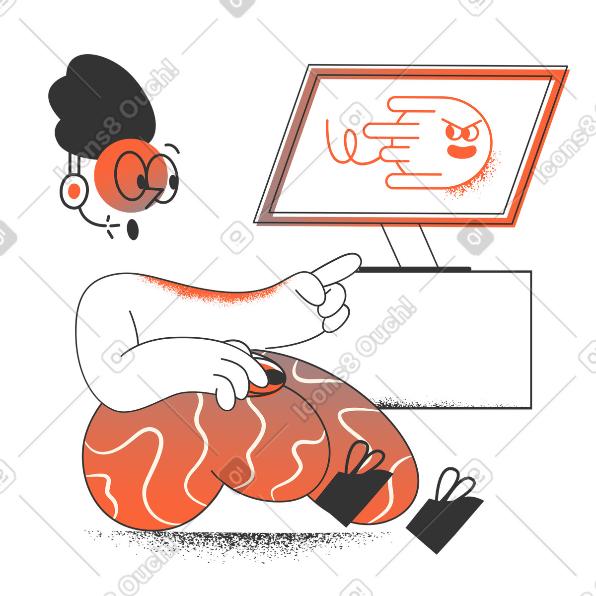 Ilustração de Pessoa jogando videogame com fantasma em no estilo Crayon para baixar em PNG, SVG