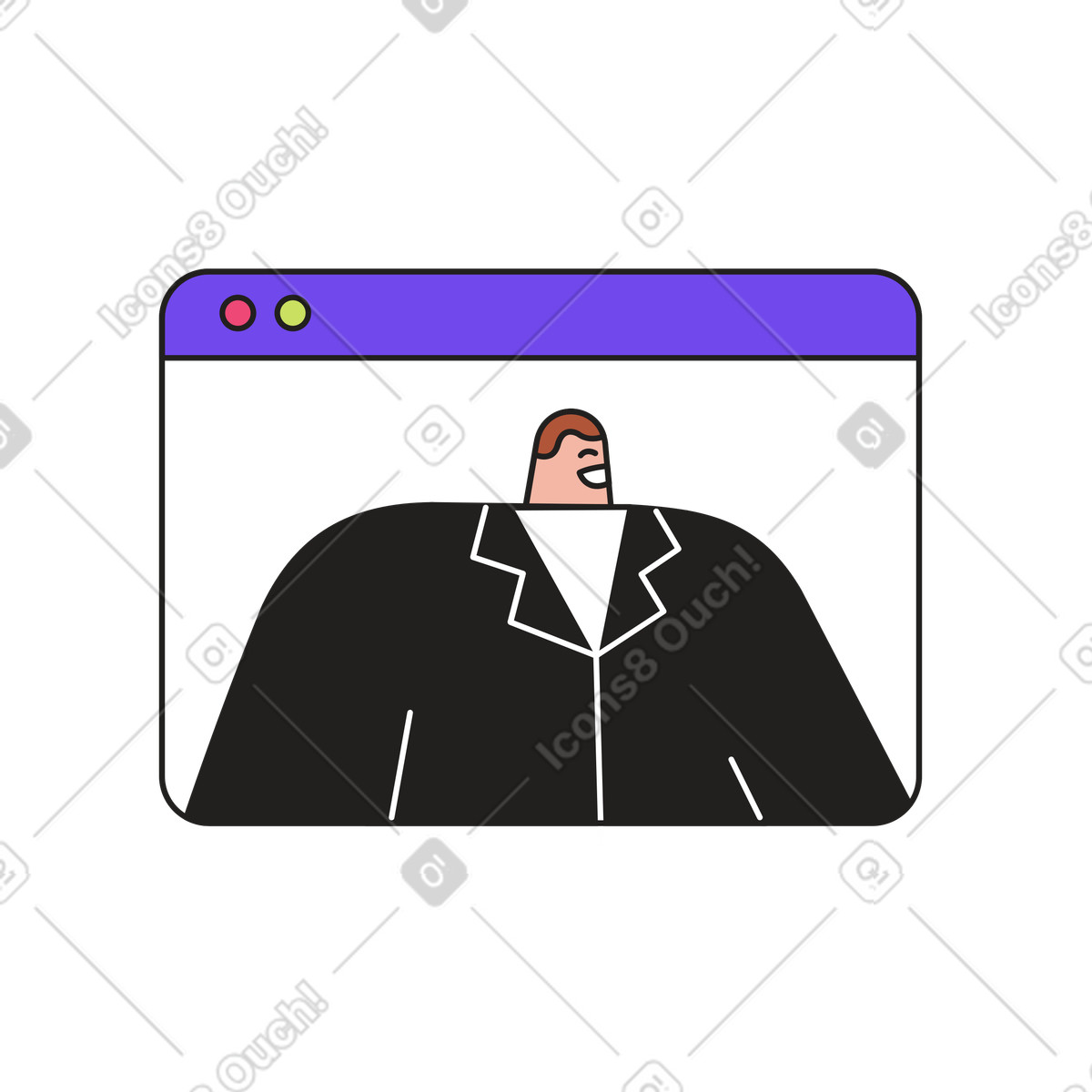 Mann im browserfenster-Illustration Dazzle-Stil als Download in PNG, SVG