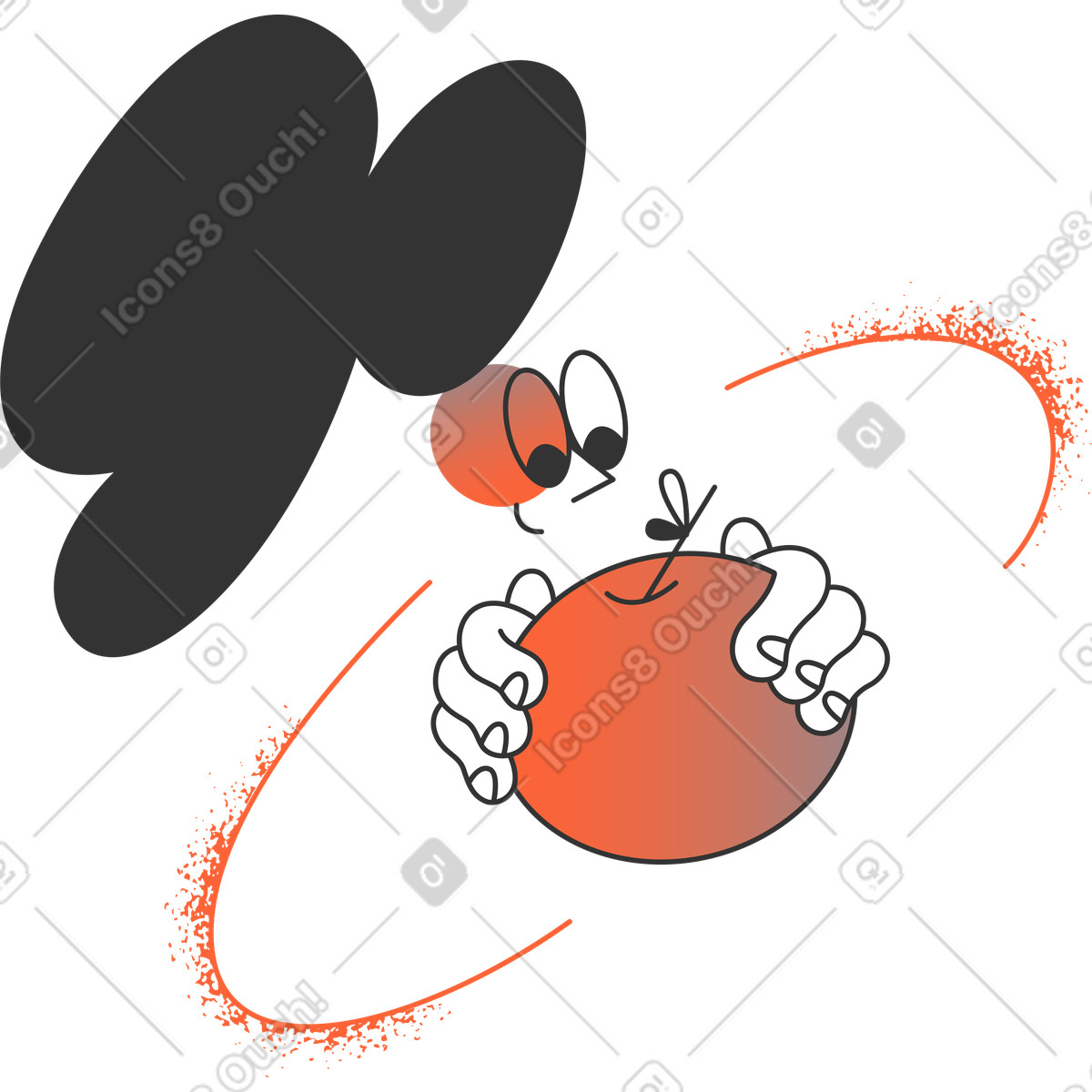Ilustración Niña con manzana en estilo Crayon a descargar en PNG y SVG