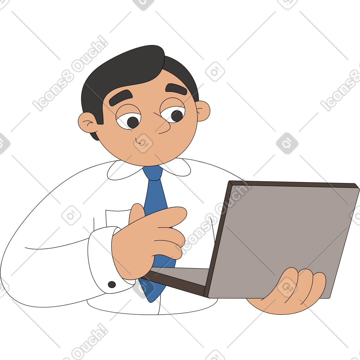 Ilustración Hombre con laptop en estilo Sitcom a descargar en PNG y SVG