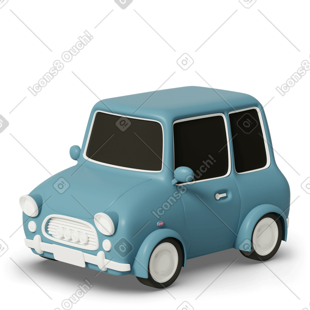 Toy car turn left blue illustration in 3D Casual life style download in PNG, SVG