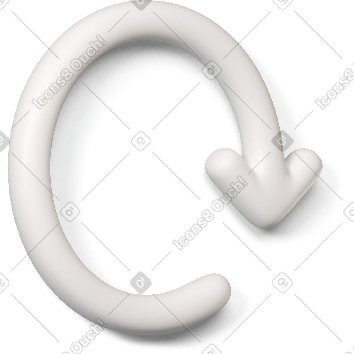 Illustration Icône de réinitialisation blanche tournée vers la droite dans le style 3D Buddy à télécharger aux formats PNG, SVG