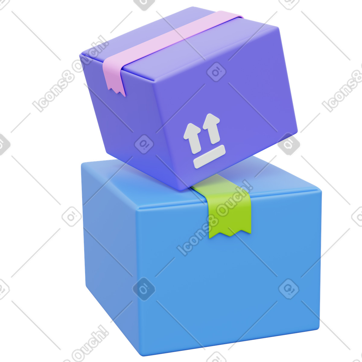 Boxes stacked for shipping and delivery logistics inventory management-Illustration im 3D Playful-Stil als Download in PNG, SVG