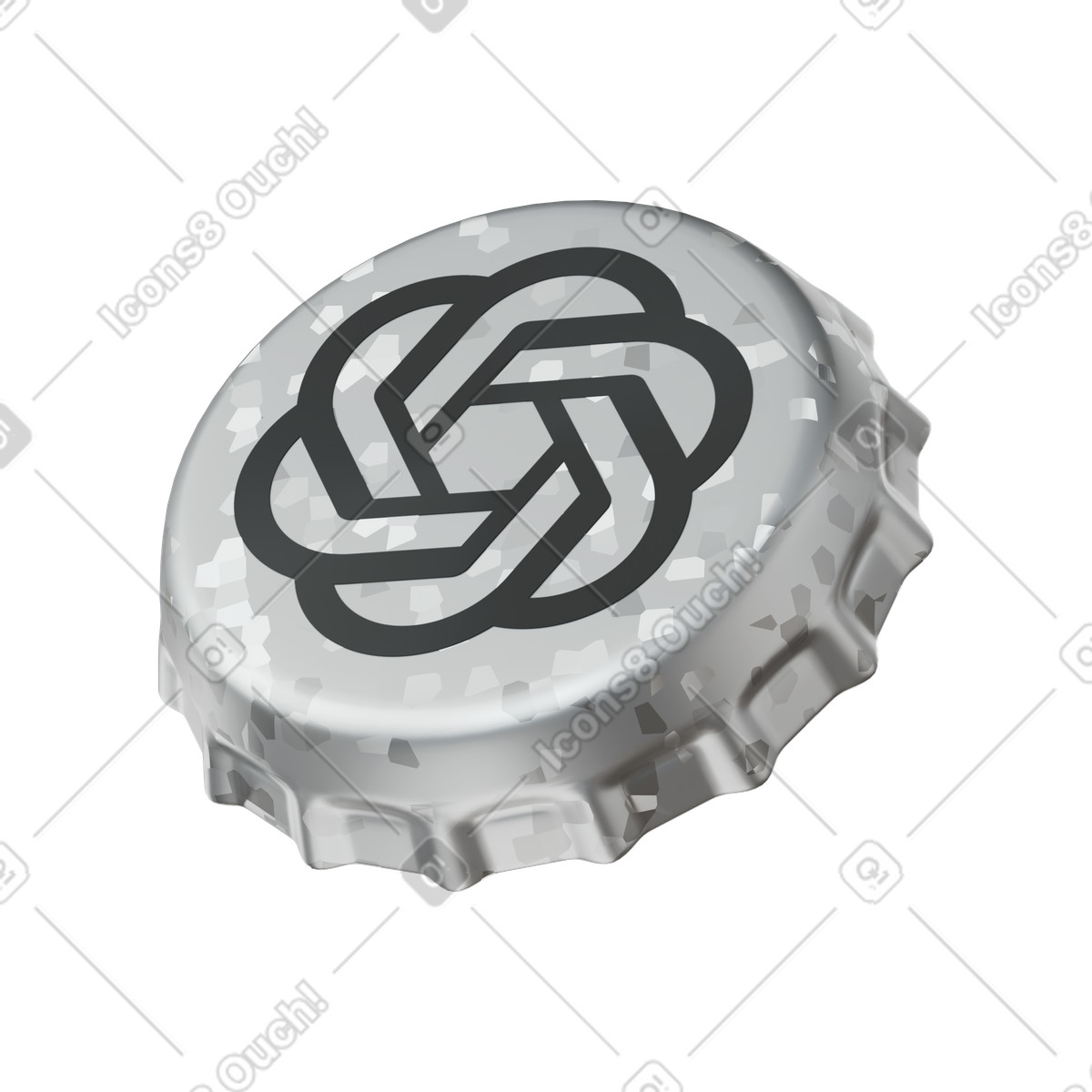 Metal crown cap with ChatGPT logo illustration in 3D Stickle style download in PNG, SVG
