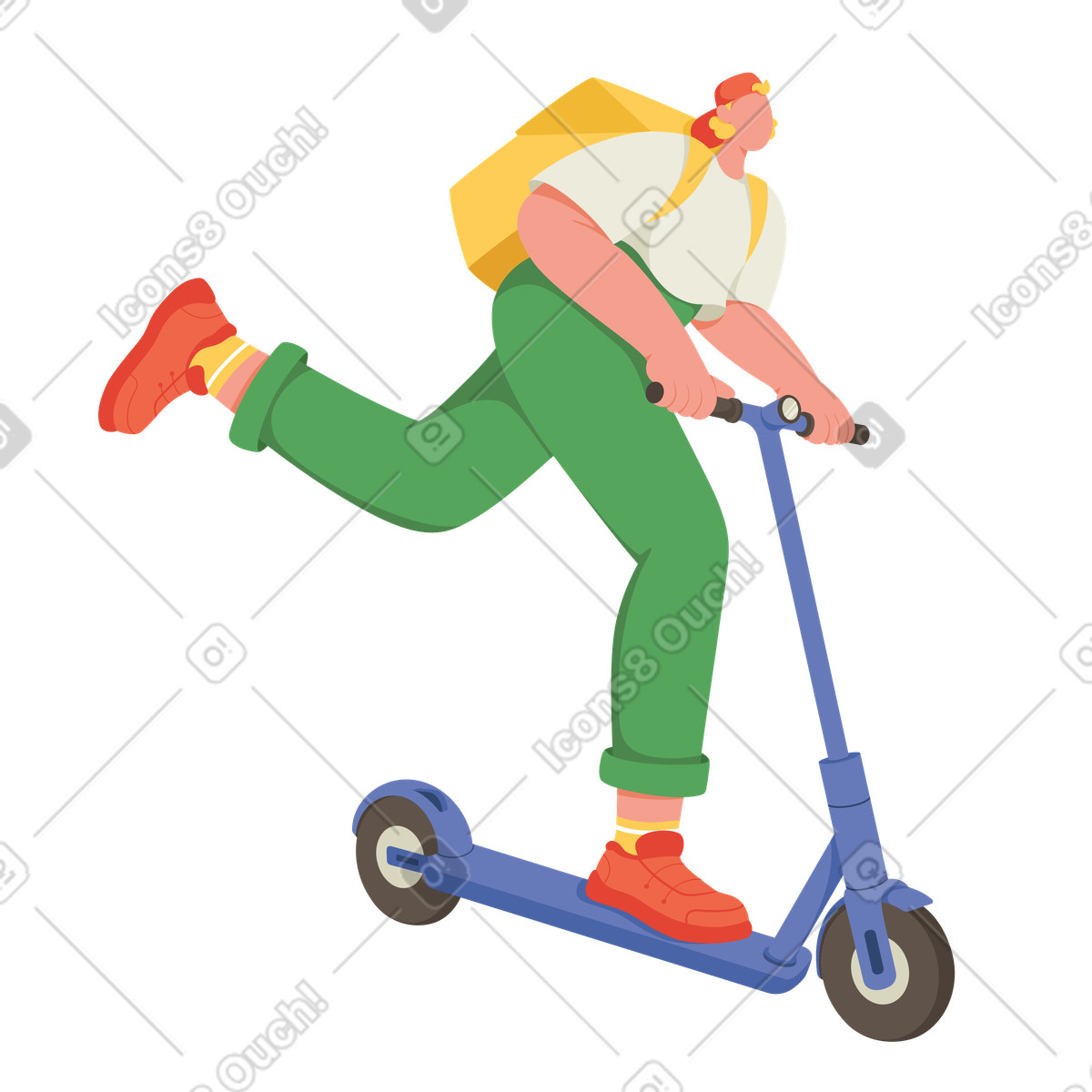 Ilustración animada Repartidor en scooter estilo Social a descargar GIF, Lottie (JSON), AE