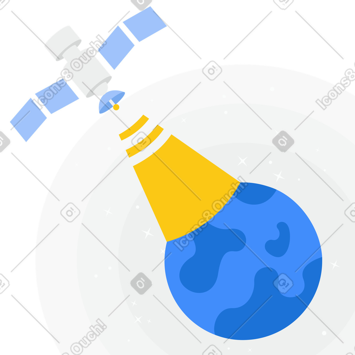 Satellit sendet signal zur erde-Illustration im Clip-Stil als Download in PNG, SVG