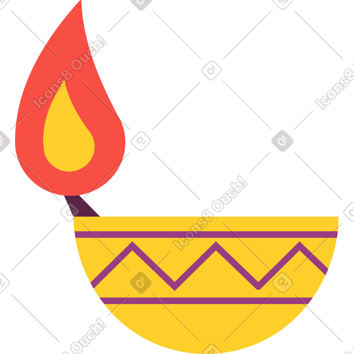 Indian candle in a bowl illustration Sammy style download PNG, SVG