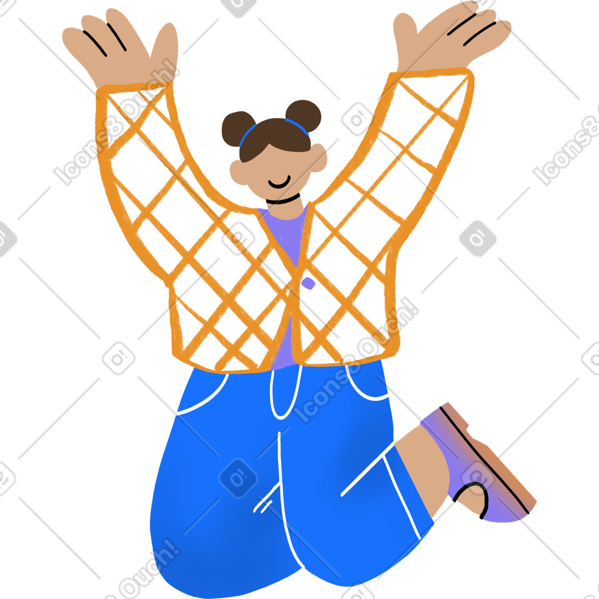 Ilustração de Girl jumping with her hands up in the air em no estilo Bonny para baixar em PNG, SVG
