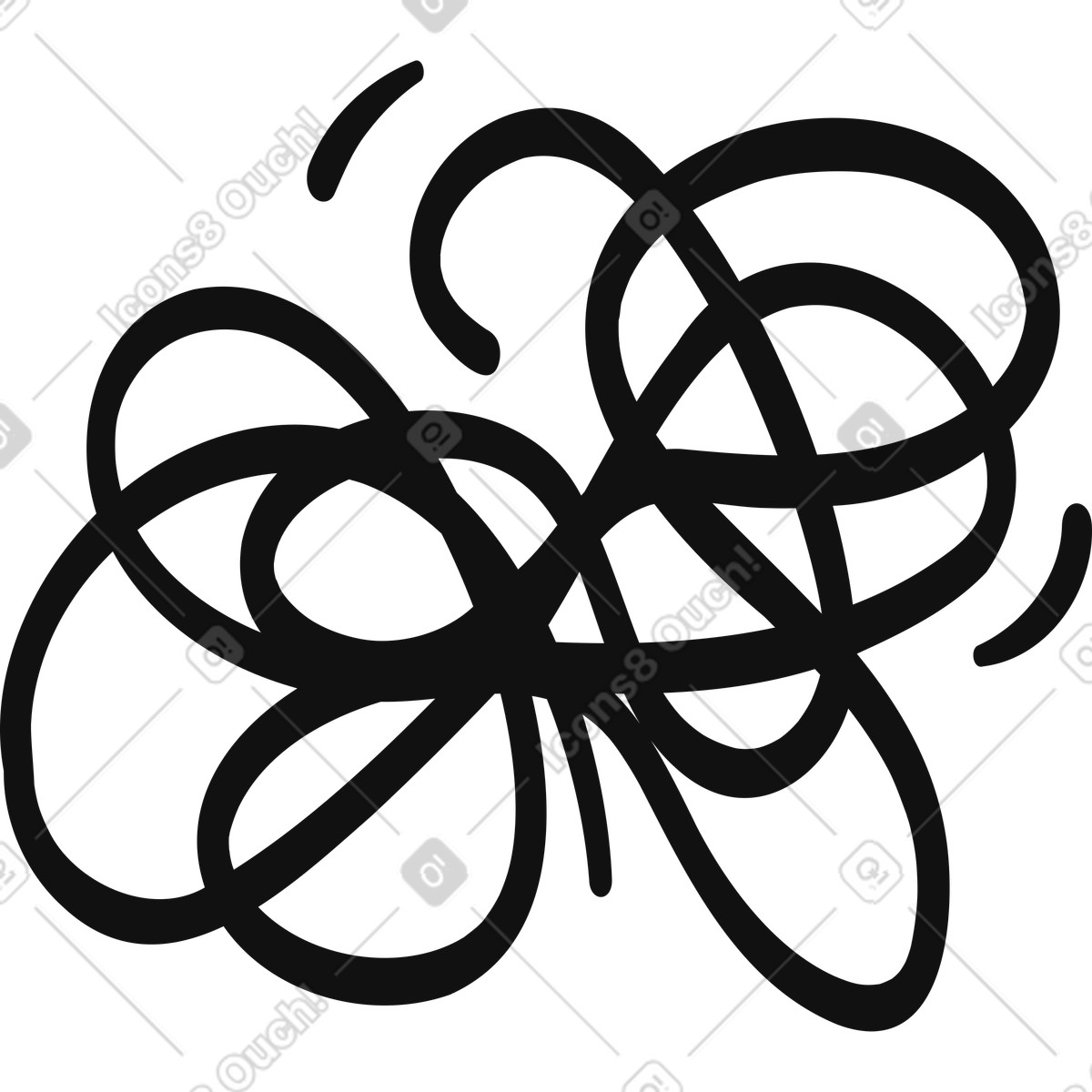 Ilustración Scribble tangle thick black line doodle expressing confusion chaos en estilo Organic a descargar en PNG y SVG