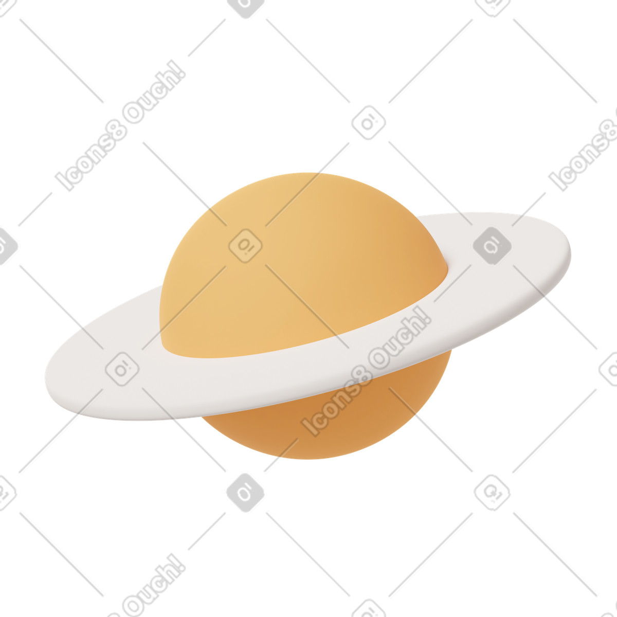 Orange planet with disc illustration in 3D Casual life style download in PNG, SVG