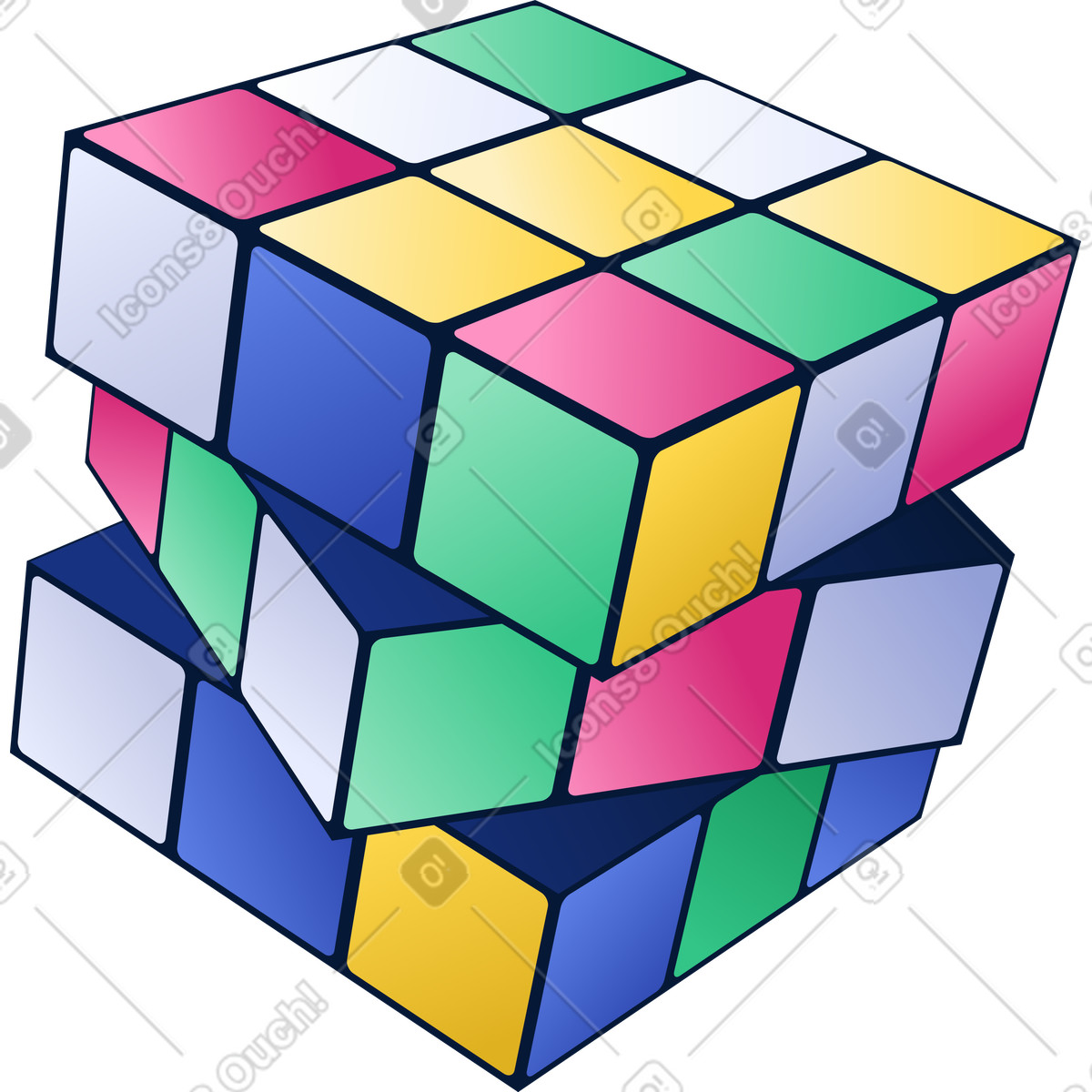 Rubik’s cube illustration in Neat style download in PNG, SVG
