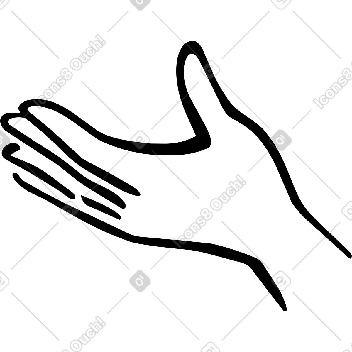 Left hand outline with open palm gesture illustration in Line style download in PNG, SVG