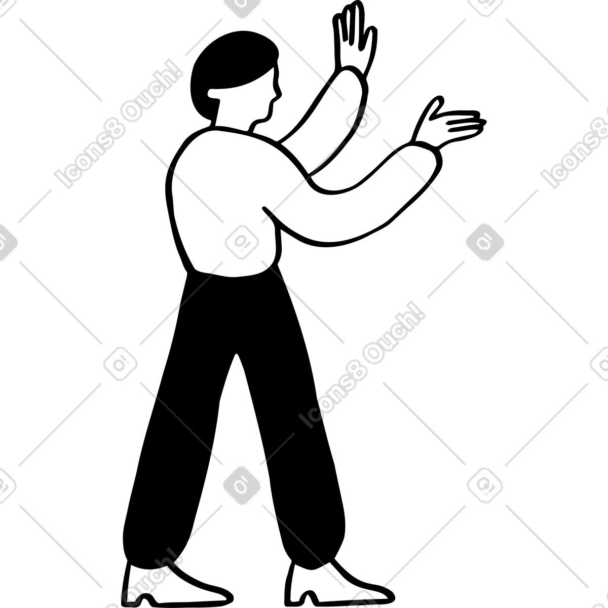 Man holding something illustration in Journal style download in PNG, SVG