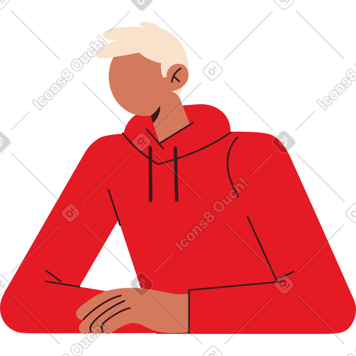 下载 Folks 风格的 穿红色连帽衫的男人 插画，支持 PNG、SVG 格式