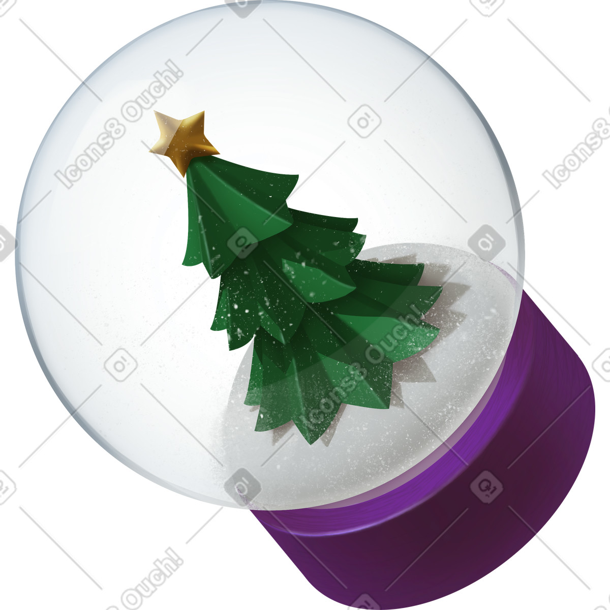 Ilustración Árbol de navidad con estrella en bola nieve estilo Props a descargar PNG y SVG