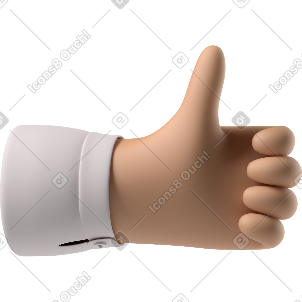 下载 3D Hands Fun&Wild 风格的 晒黑的皮肤手竖起大拇指 插画，支持 PNG、SVG 格式