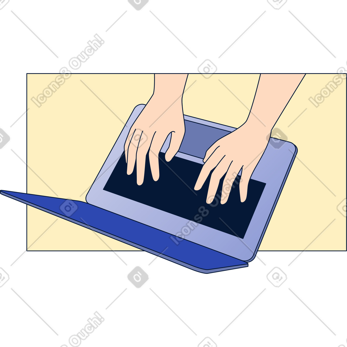 Persona che utilizza il laptop illustrazione in stile Neat scarica in PNG, SVG