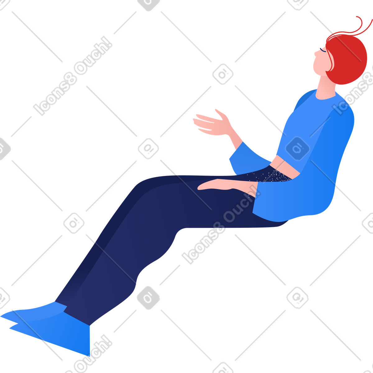 Seated woman gesturing illustration in Clip style download in PNG, SVG
