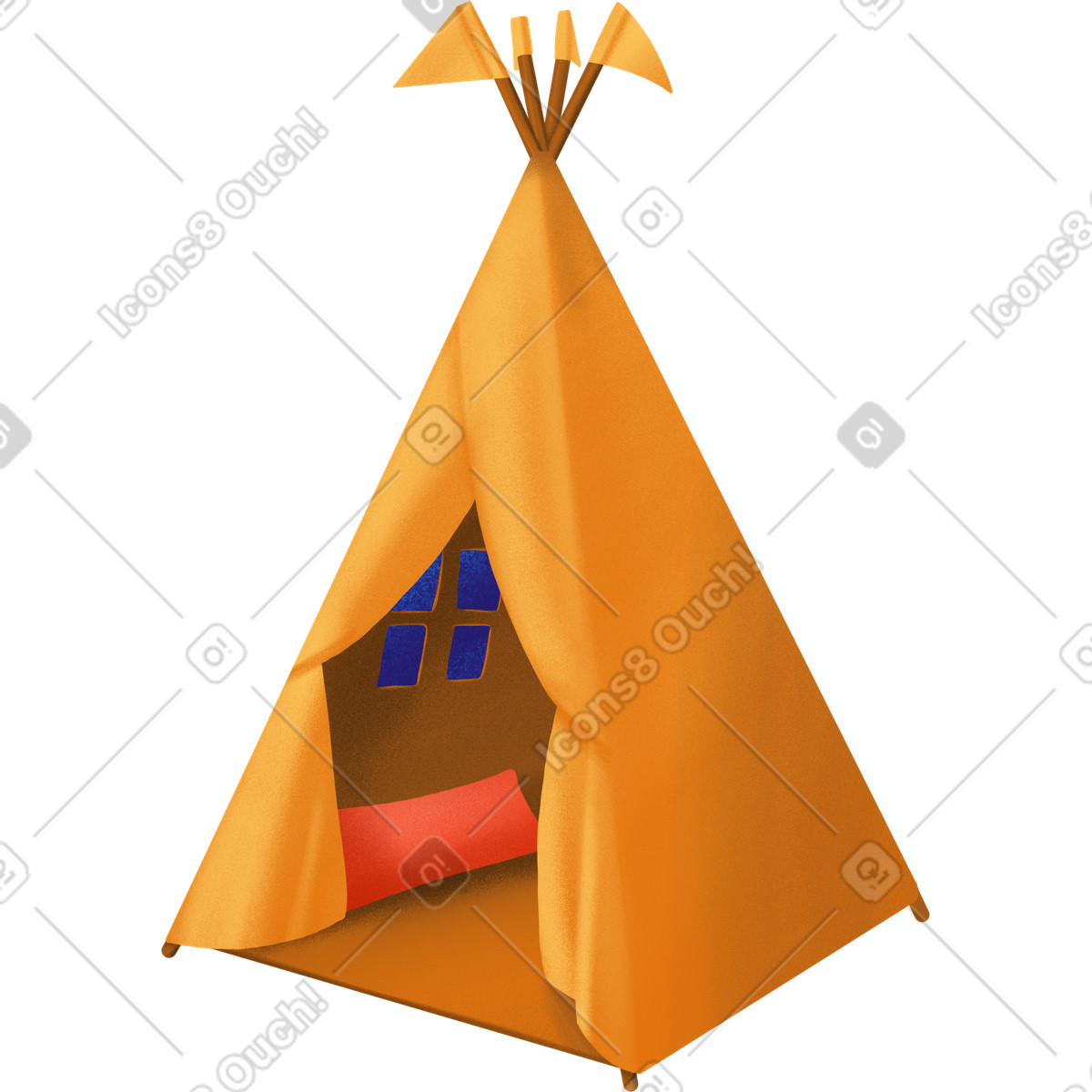 Orange children's teepee illustration in Gleam style download in PNG, SVG