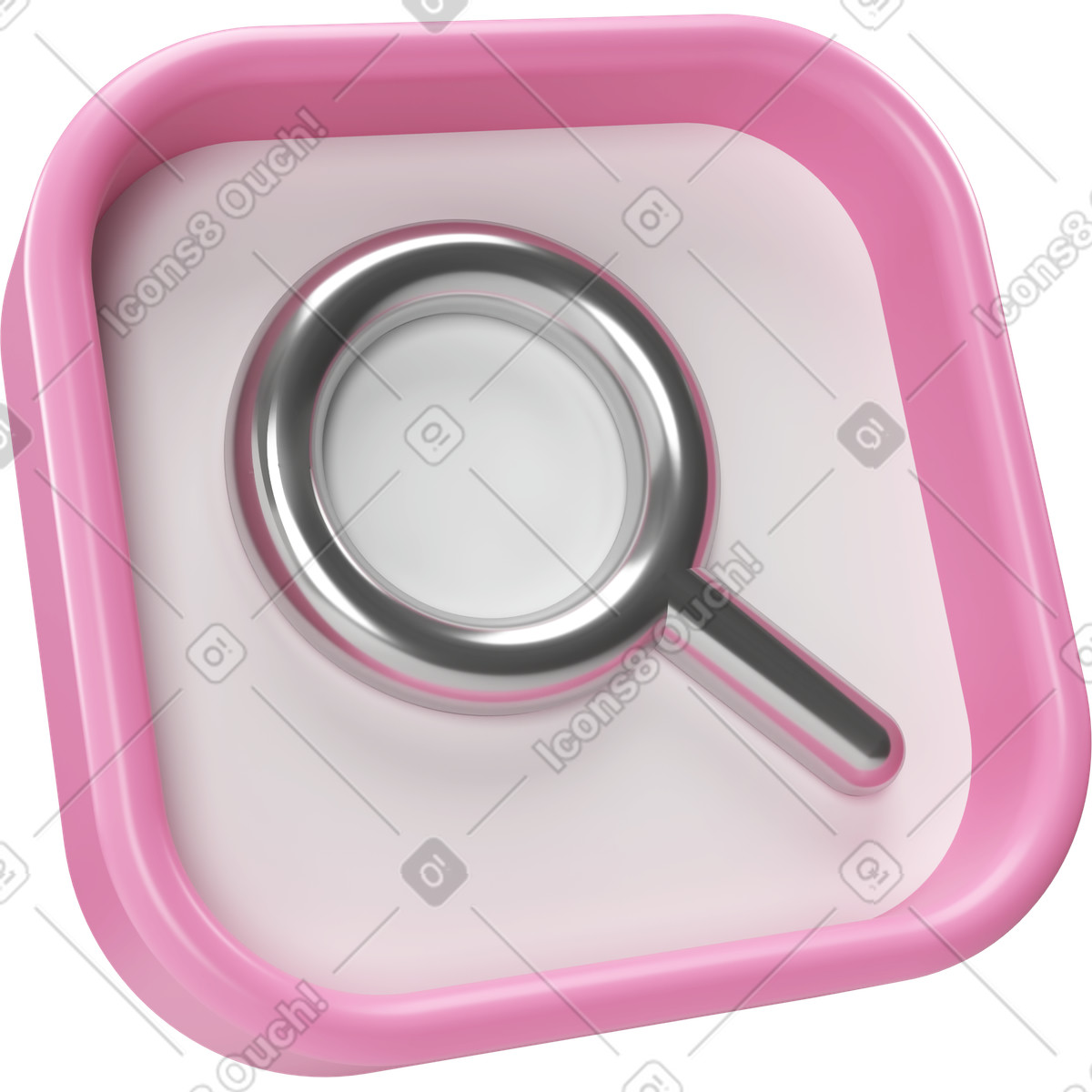 Illustration Loupe sur plaque avec contour dans le style 3D Corporate à télécharger aux formats PNG, SVG