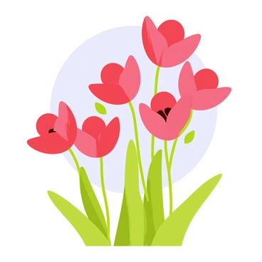 A group of bright red poppies with delicate, translucent petals swaying gracefully. The flowers have slender green stems and lush green leaves surrounding them. Each poppy appears to be in a dynamic pose, as if they are dancing together in response to the gentle breeze. The background showcases a soft blue sky, adding to the light and airy atmosphere of the scene.
