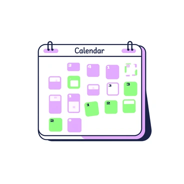 A minimalist calendar design using simple lines and shapes to represent the passing months