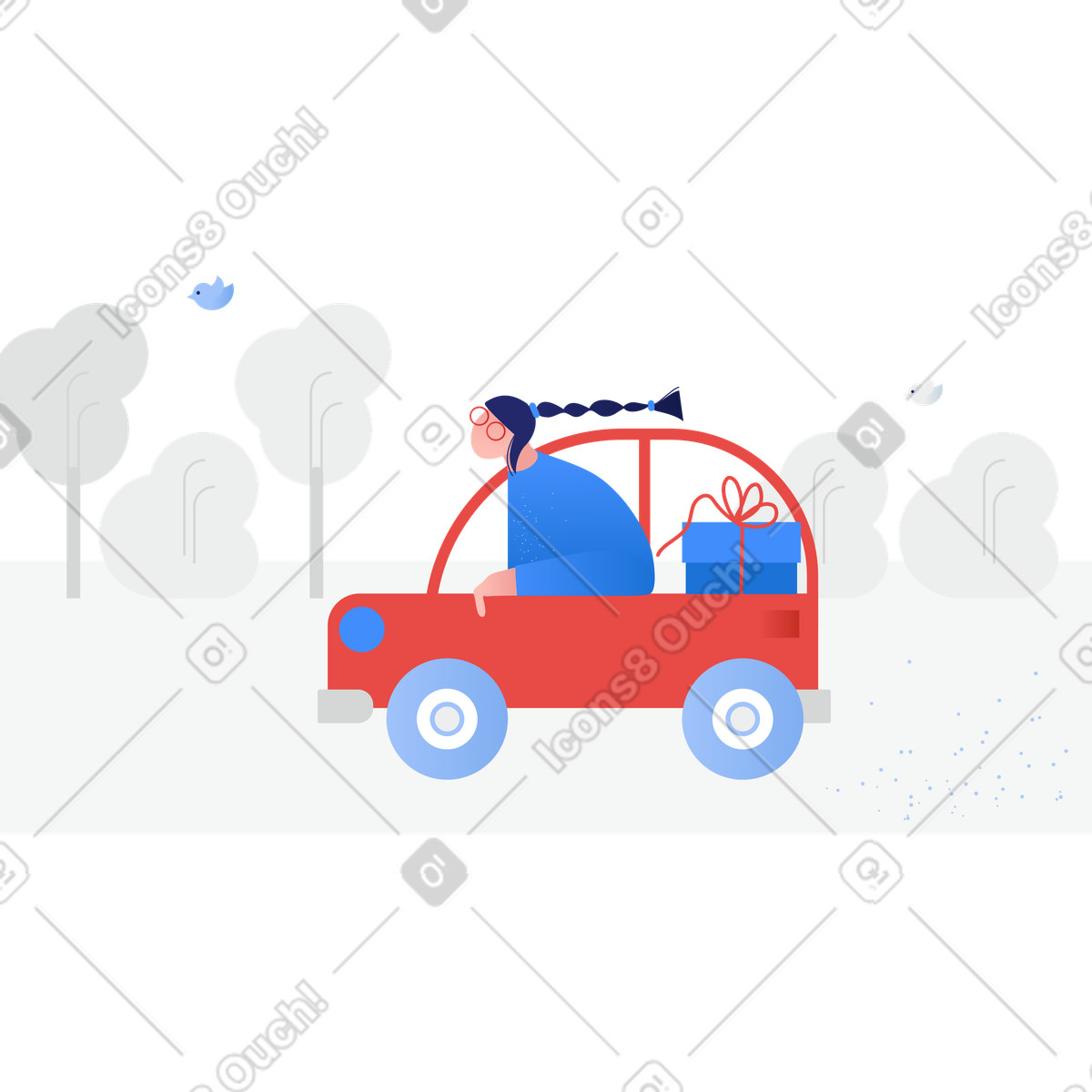 Fahren zur party-Illustration im Clip-Stil als Download in PNG, SVG