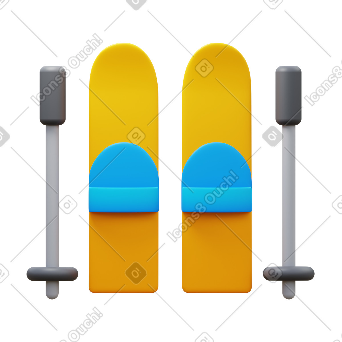 Ski illustration in 3D Fluency style download in PNG, SVG