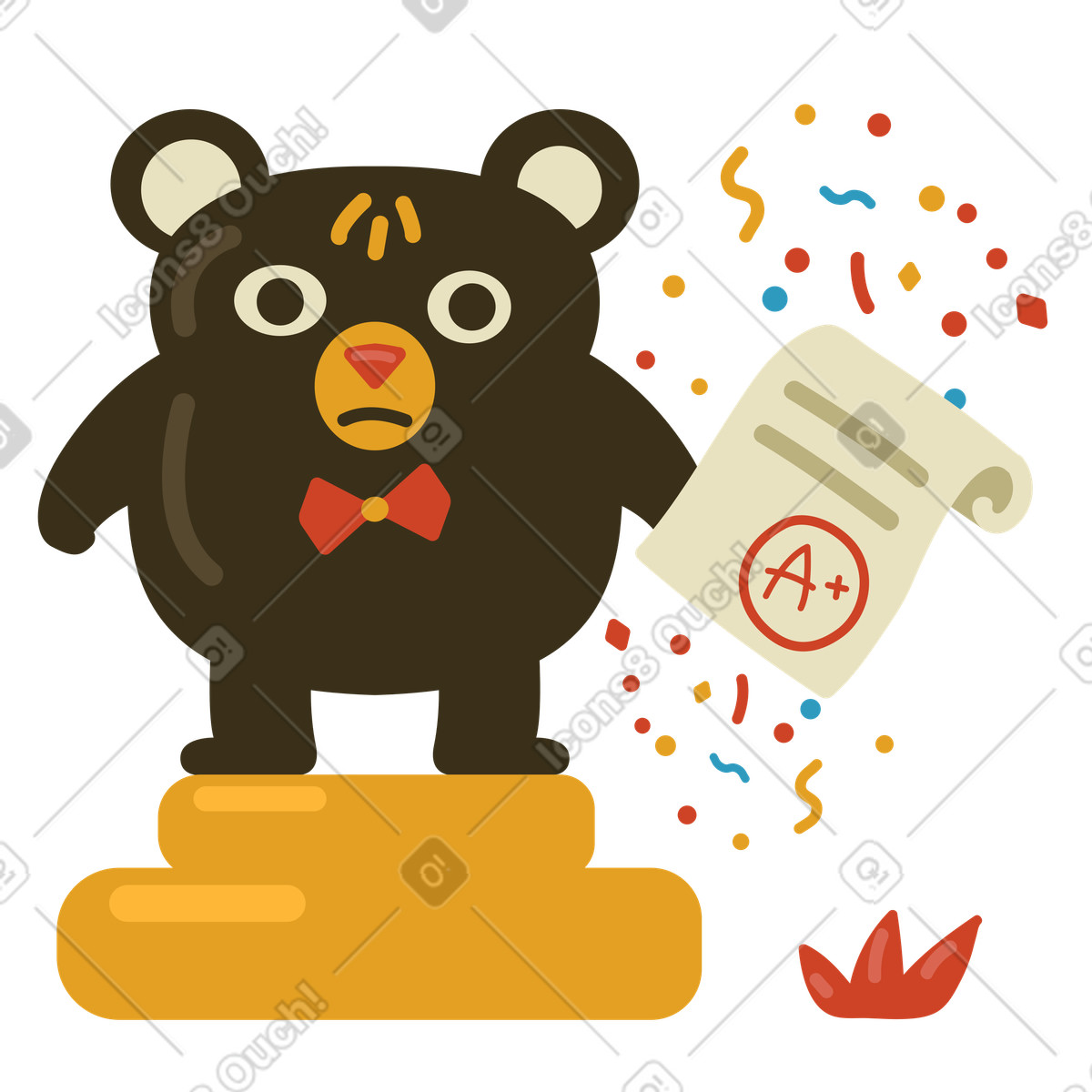 Student showing assignment with excellent grade illustration in Arabica style download in PNG, SVG