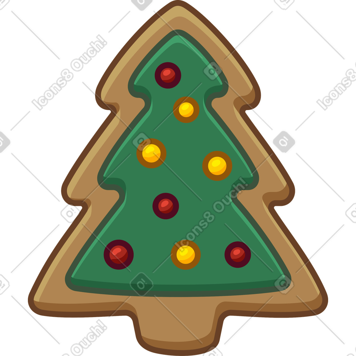 Illustration Biscuit en forme de sapin noël dans le style Festicon à télécharger aux formats PNG, SVG