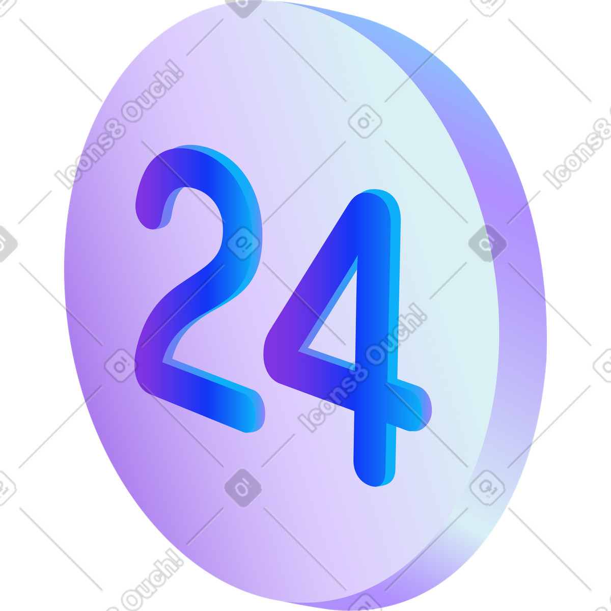 24-hour service button illustration in Hi-tech style download in PNG, SVG
