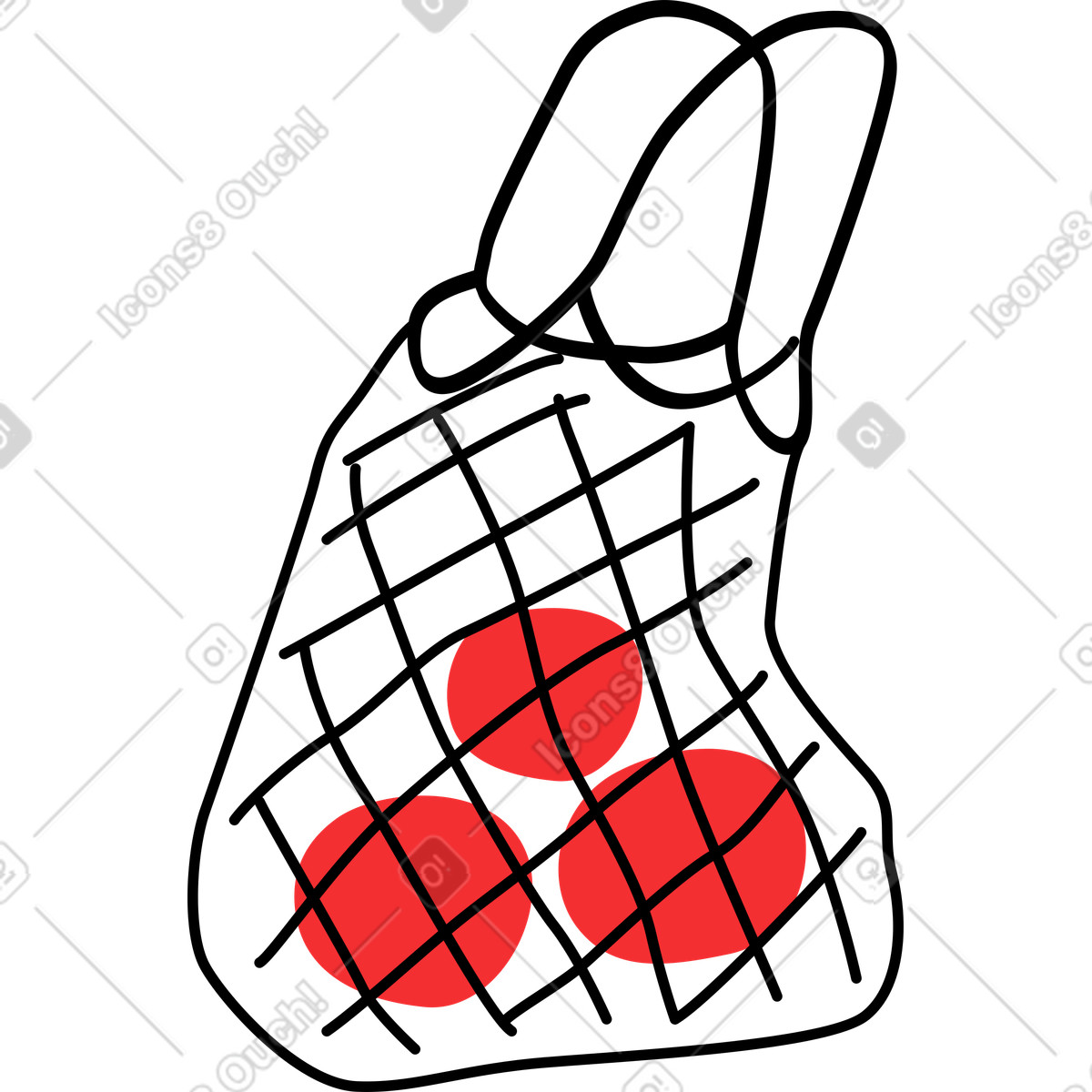 String bag with fruit illustration in Spicy style download in PNG, SVG