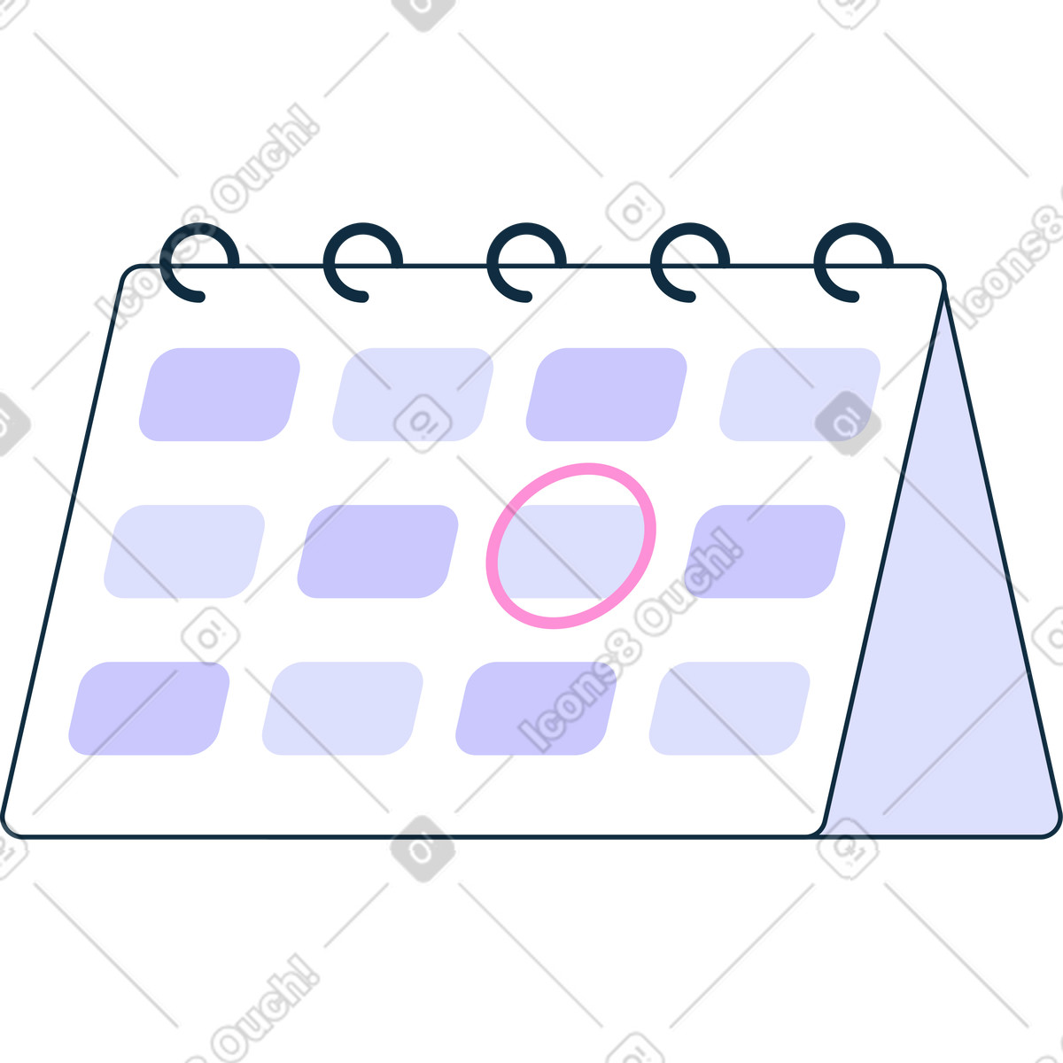Calendario da tavolo illustrazione in stile Bubble gum scarica in PNG, SVG