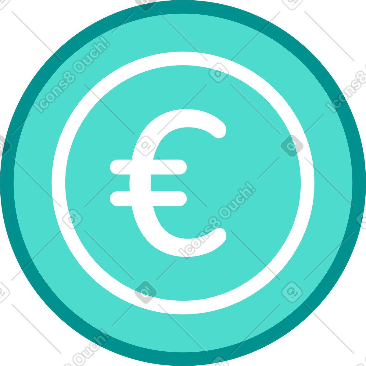 Moneta euro illustrazione in stile Natty scarica in PNG, SVG