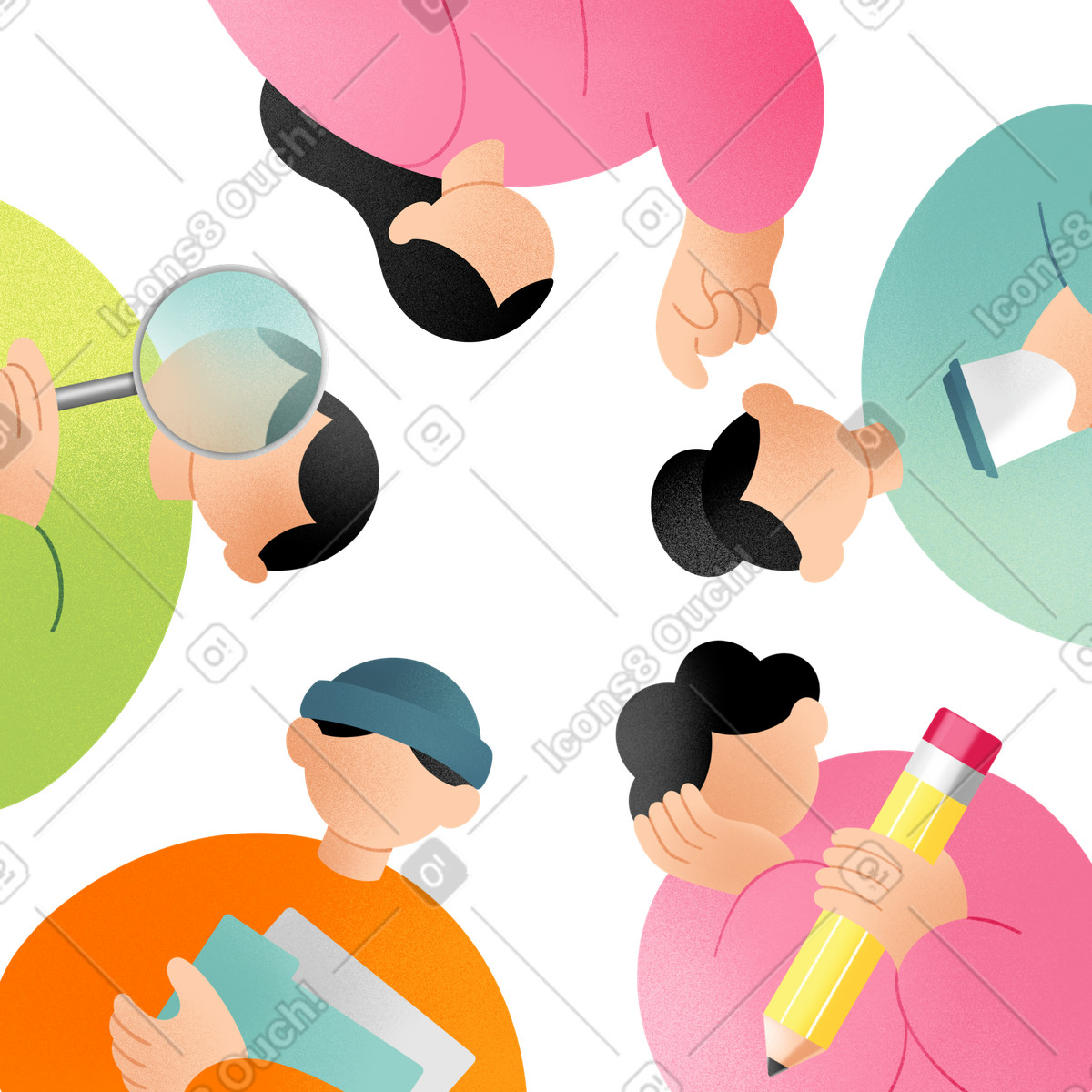 Illustration Group of young people dans le style Joy à télécharger aux formats PNG, SVG