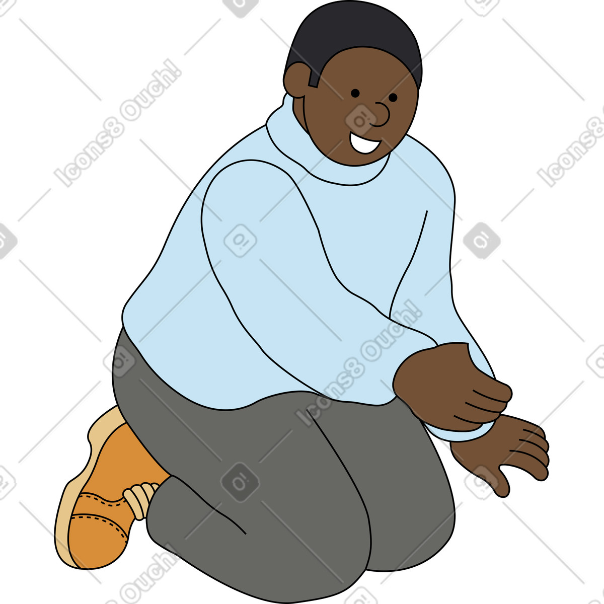 Ilustração de Jovem sentado em no estilo Kindy para baixar em PNG, SVG
