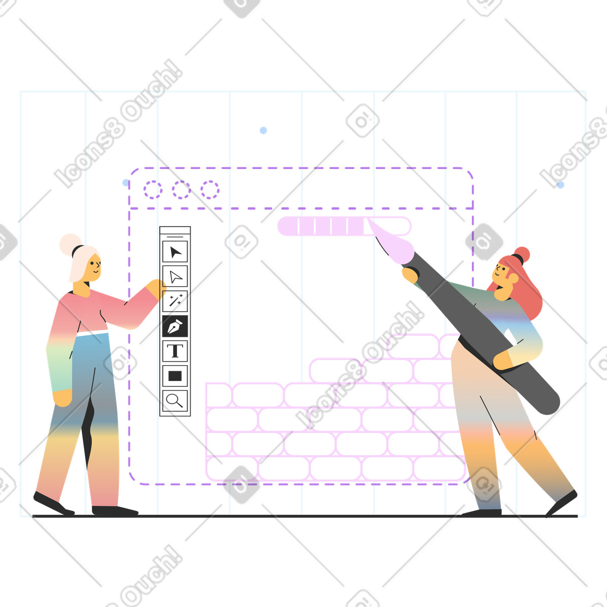 Web-design-Illustration im Marginalia-Stil als Download in PNG, SVG