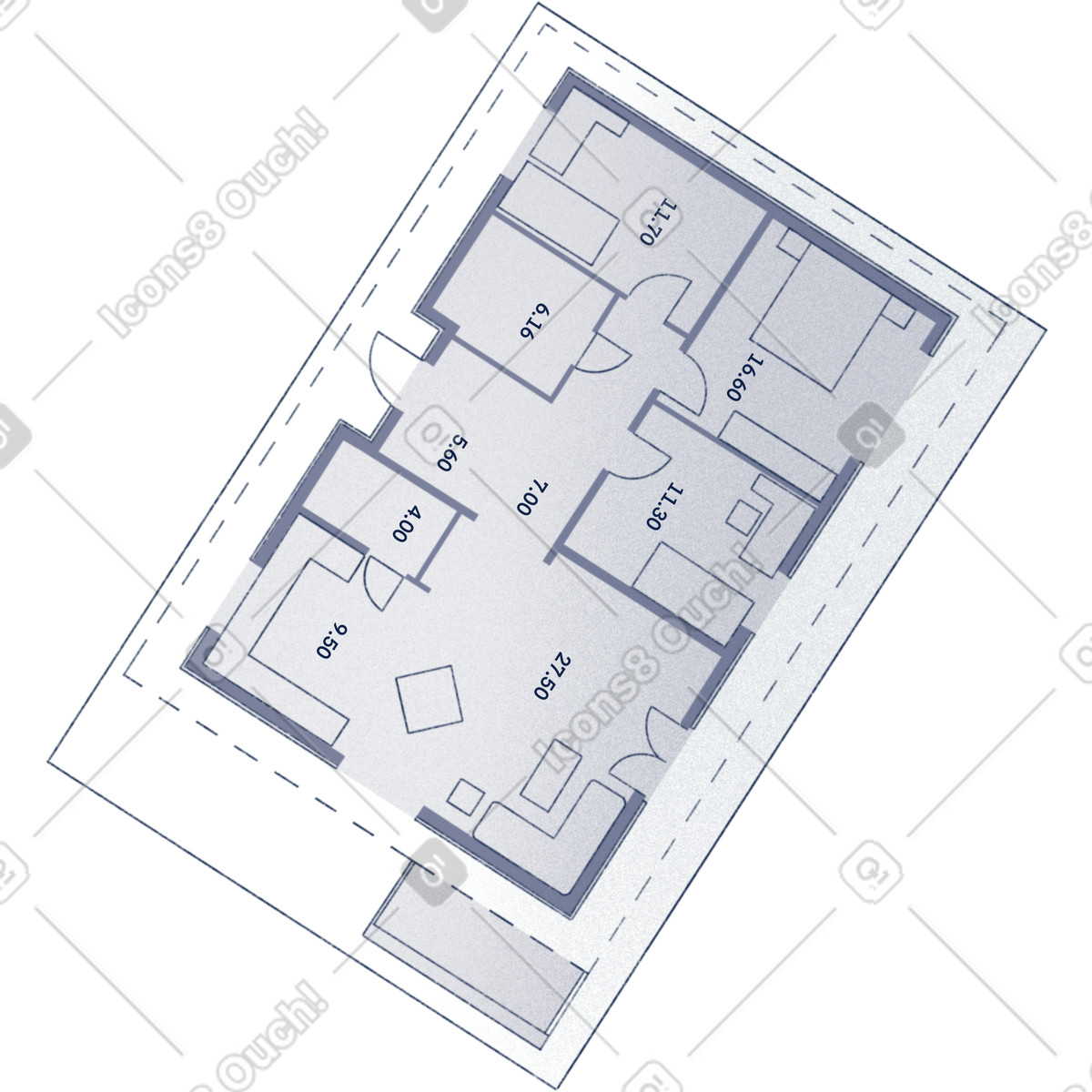 Haze 스타일의 Floor plan 일러스트레이션 PNG, SVG 다운로드