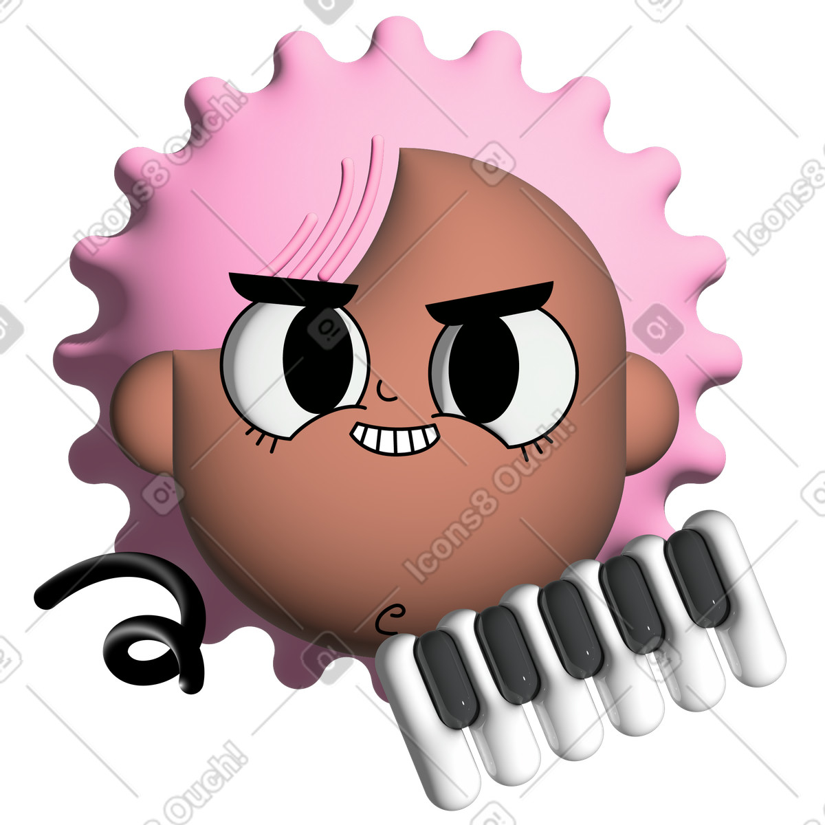 Illustration Girl with musical keys dans le style Cartoony à télécharger aux formats PNG, SVG