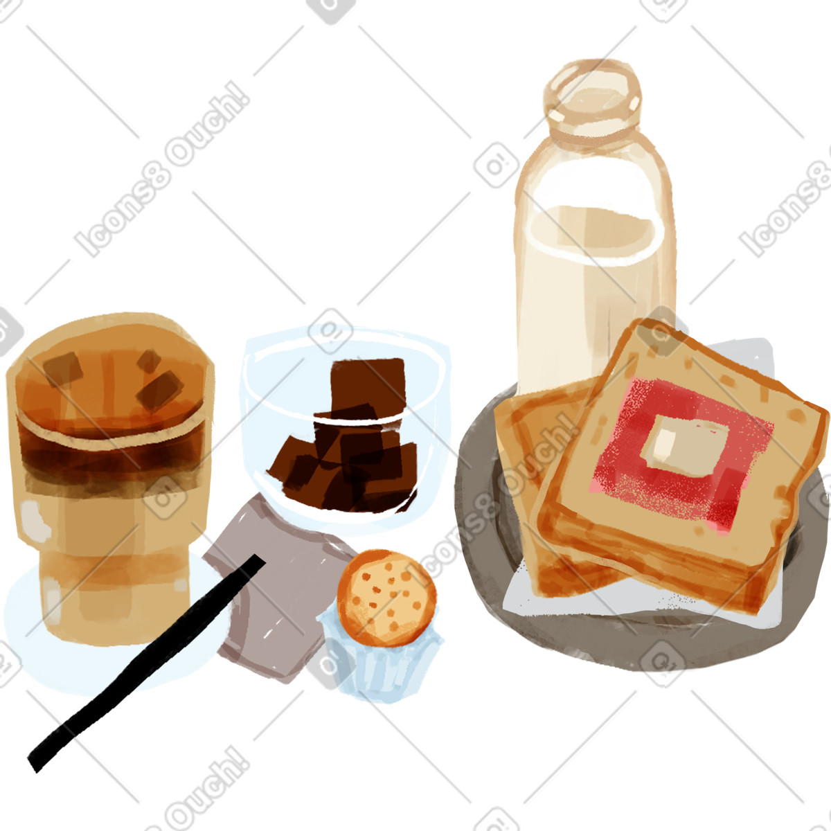 Ilustración Comida en estilo Ikigai a descargar en PNG y SVG